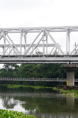 Steel Truss Bridge Over River – Civil Engineering and Landscape Scene