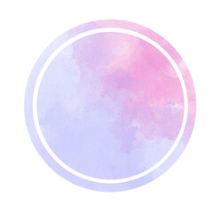 まるい紫とピンクの水彩