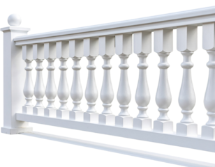 Classic White Wooden Porch Balusters with Turned Design, isolated on transparent background PNG