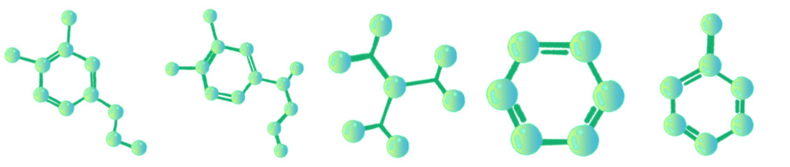 Cartoon Style Green Molecular Structure for Science Education and Chemistry Illustration