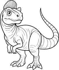 Black and White Cartoon Dinosaur Sketch – Cute Prehistoric Character Line Art
