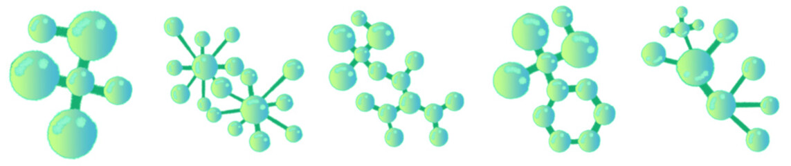 Cartoon Style Green Molecular Structure for Science Education and Chemistry Illustration