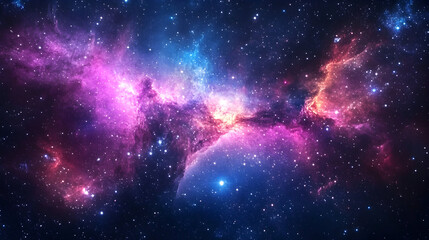 Naklejka premium Stunning cosmic nebula with vibrant colors and starry background in space