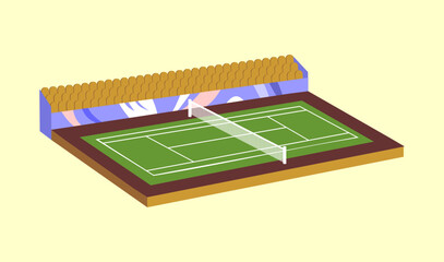 Tennis court with spectator tribune