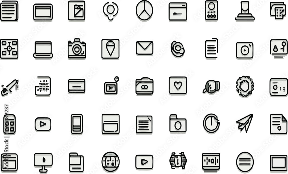 Fototapete vector icons set outline style ui ux design elements interface symbols