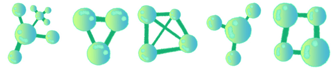 Cartoon Style Green Molecular Structure for Science Education and Chemistry Illustration