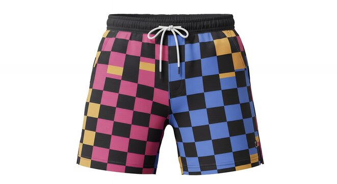 Checkered swim trunks pattern