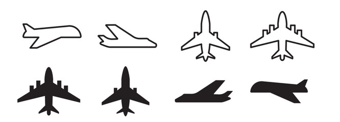 Plane vector icon, airplane silhouette. Airport simple symbol, black plane logo, airline © artemstepanov