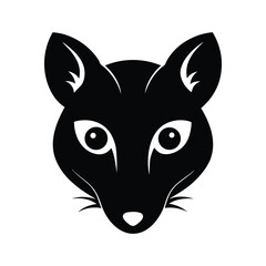Obraz premium Silhouette vector of a civet head with pointed snout for exotic forest mammal artwork Vector illustration