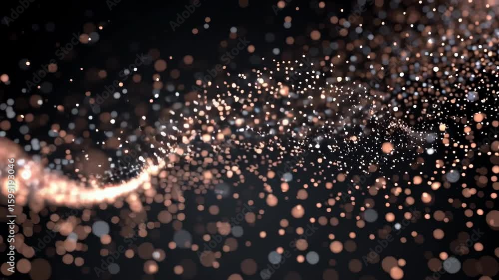 Poster floating glitter particles looping on dark background creating a magical and enchanting visual exper