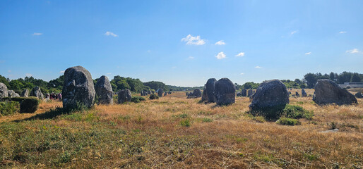 Champ de menhirs des alignements de Carnac sous le soleil