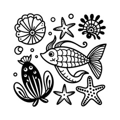 vector set of fish