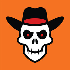 Skull in cowboy hat design vector illustration