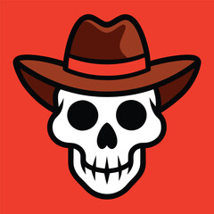 Skull in cowboy hat design vector illustration