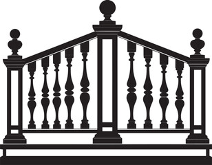 Ating Balustrade Silhouette in Classic Style Vector Illustration