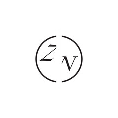 ZN Alphabet Monogram Simple Logo Initial Alphabet Design Unique Vector Circled