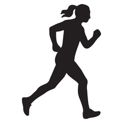 Silhouette of Female Runner in Action - Perfect for Fitness and Sports Design