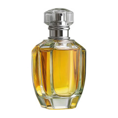 Perfume bottle, amber liquid, crystal facets