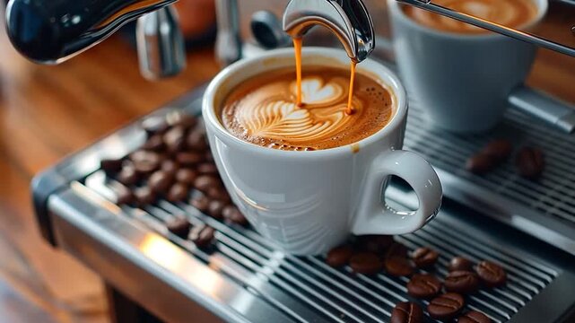 Coffee machine. Making coffee. A natural beverage.