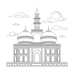 ‎A line art Bhuj Khalifa illustration of a coloring page