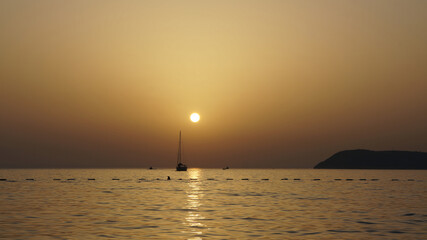Yellow Seascape Sunset on Mediterranean Sea