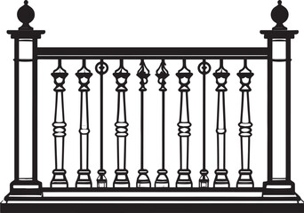 Ating Balustrade Silhouette in Classic Style Vector Illustration