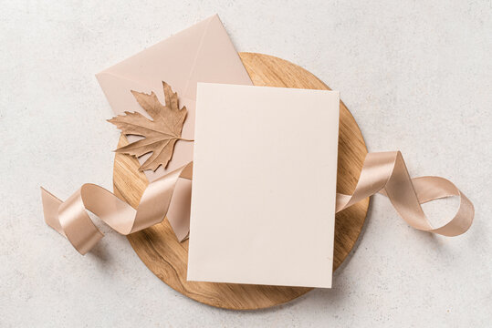 Beige blank wedding invitation card template