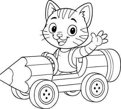 Daniel Tiger Driving Pencil Car &ndash; Educational Coloring Page for Kids Featuring PBS Character