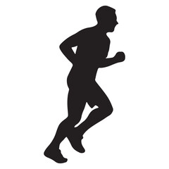Silhouette of Male Runner in Motion - Ideal for Sports and Fitness Graphics