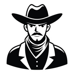 Cowboy art, Black and White Vector design