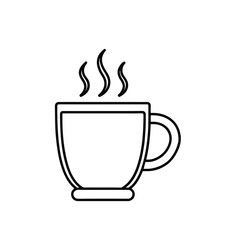 Minimalist Steaming Coffee Cup Icon – Black and White Line Art Vector Illustration