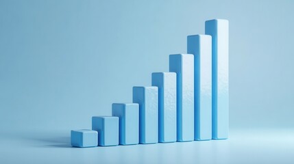 Ascending Blue Bar Graph Growth, Success, and Progress Visualization