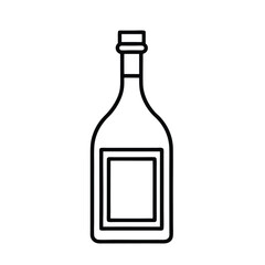 Wine Bottle Outline with Label – Minimalist Black and White Line Art Vector Illustration