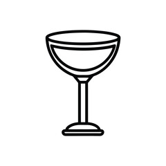 Cocktail Glass Icon Outline – Minimalist Black and White Vector Beverage Illustration