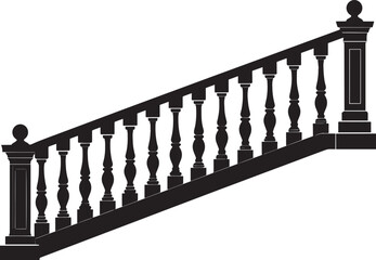 Ating Balustrade Silhouette in Classic Style Vector Illustration