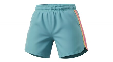 Teal sport shorts isolated on white background