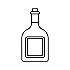 Bottle with Label Outline – Minimalist Black and White Line Art Vector Illustration