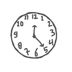 simple sketch style analog wall clock vector for education, kids learning, and time concept design