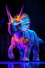 Fototapeta premium Triceratops in UV armor dancing solo