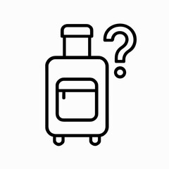 Lost luggage icon (outline) – missing baggage alert symbol