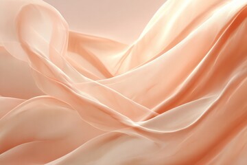 Delicate, peach-toned fabric drapes