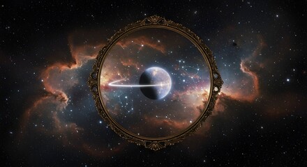 Cosmic mirror reflecting Mercury in opposite motion among constellations  


