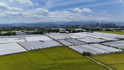 Aerial View of Agricultural Greenhouses