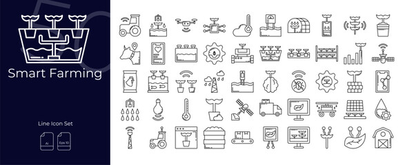 Smart Farming Line Editable Icons set. Vector illustration in modern thin line style of Smart Farming icons: technology, harvest, plantation, etc