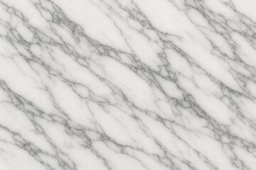 Elegant white Carrara marble surface with natural veining patterns and polished finish creating sophisticated texture background