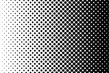 Dotted halftone gradient texture. Vanishing polka dot background. Repeating dots gradation pattern background. Black fading comic pop art overlay backdrop. Raster effect wallpaper