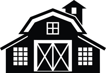 Barn house icon, western farm building, prairie structure outline