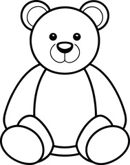 Fototapeta premium Teddy bear vector illustration with bow cute sitting toy icon