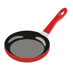 Red frying pan isolated on white background

