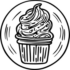 line art of a cupcake